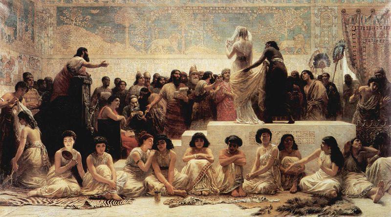 Edwin long,R.A. Der Heiratsmarkt von Babylon France oil painting art